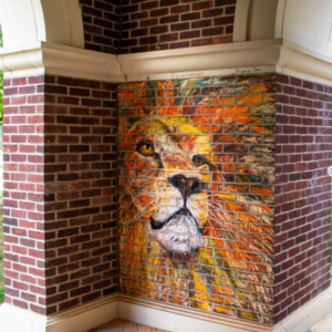 chalk mural of a lion