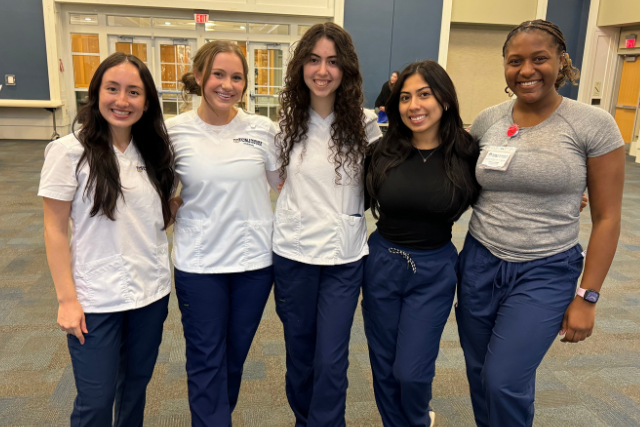 TCNJ nursing students at an on-campus flu shot clinic.